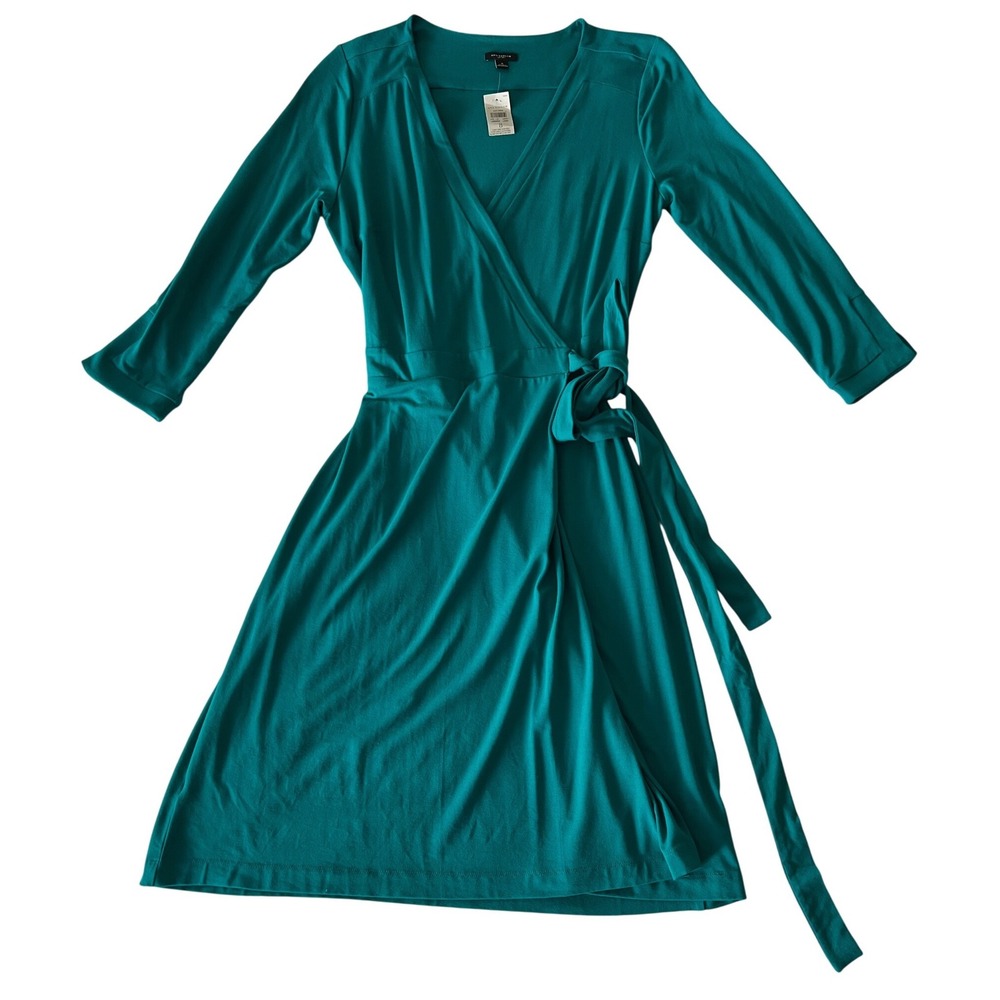 Teal Wrap Dress with Tie Waist - Women